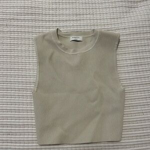 Babaton Cream Ribbed Muscle Tee